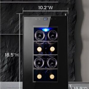 Black Wine Cooler with LED Lighting